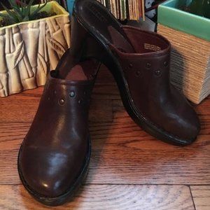 Born Brown Studded Leather Clogs Sz 9
